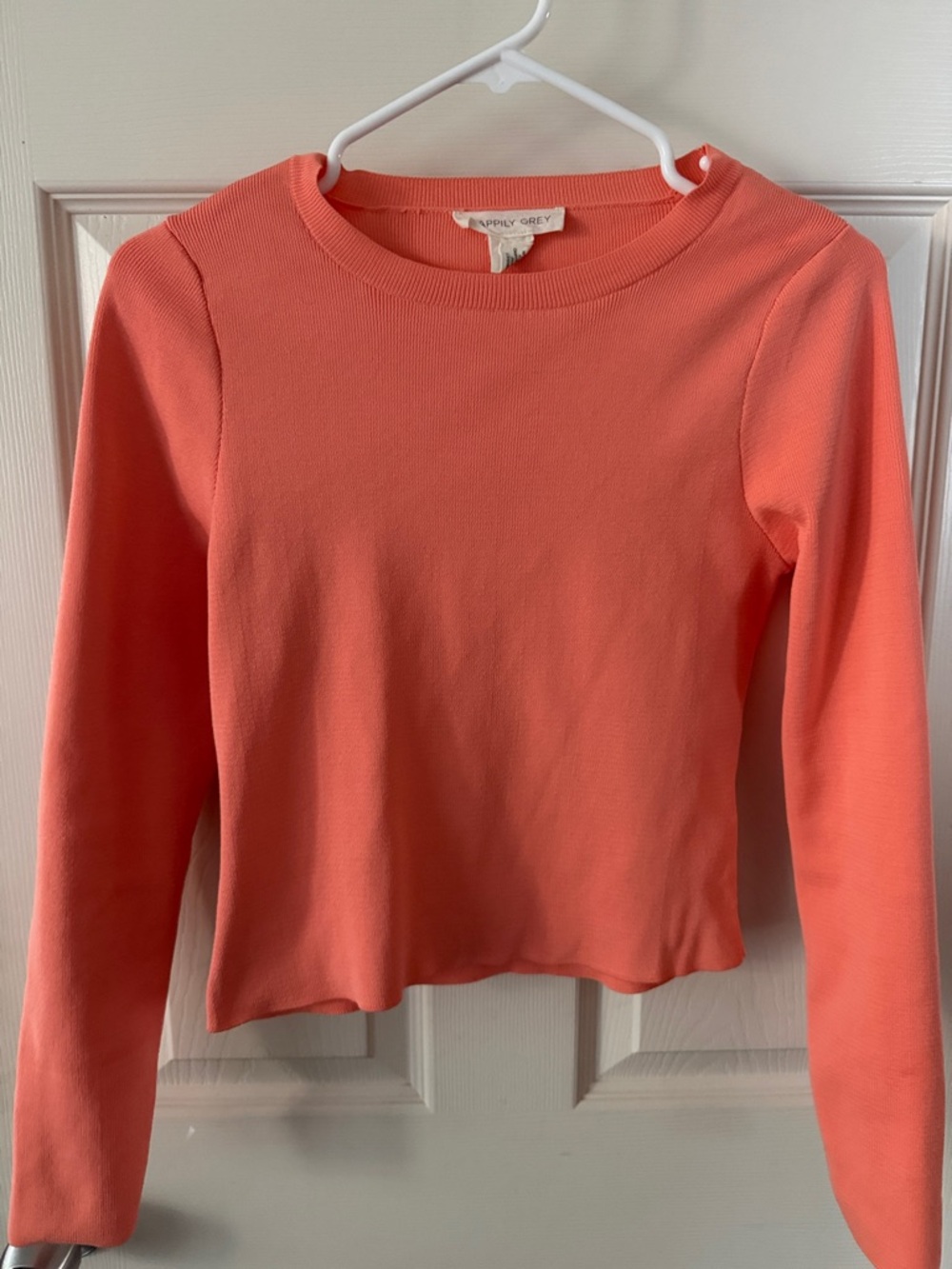 Happily Grey Coral Knit Cropped Long Sleeve Top